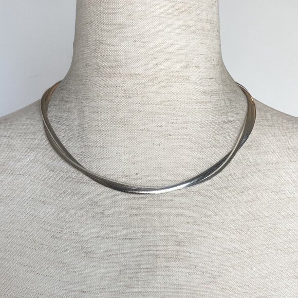 Dyadema Sterling Silver Double Strand Reversible Twisted Omega Chain Necklace - Picture 5 of 16